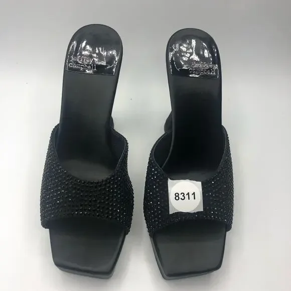 Jeffrey Campbell HollywoodJ Rhinestone Platform Square Toe Mule Black US 8 - Picture 11 of 11